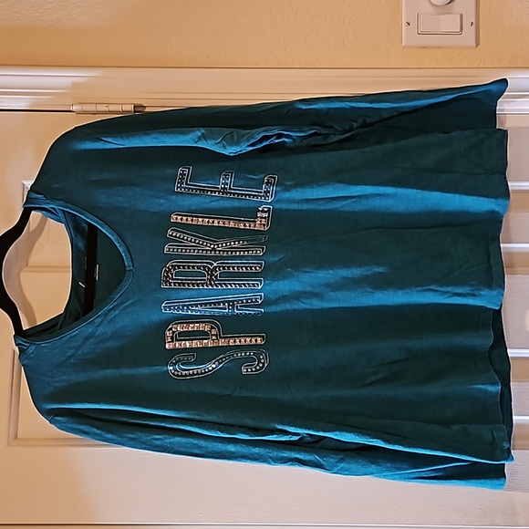 Lane Bryant "Sparkle" teal hooded Top Size 18/20 - Picture 2 of 7